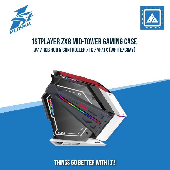 1STPLAYER ZX8 MID-TOWER GAMING CASE W/ ARGB HUB & CONTROLLER /TG /M-ATX (WHITE/GRAY) 1STPLAYER ZX8 MID-TOWER GAMING CASE W/ ARGB HUB & CONTROLLER /TG /M-ATX (WHITE/GRAY)